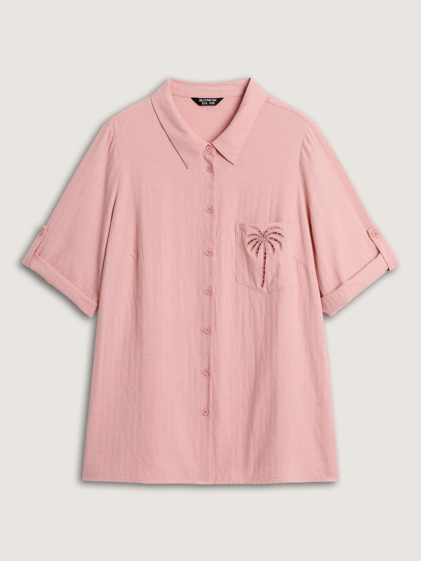 Tropical Embroidered Button-Down Shirt