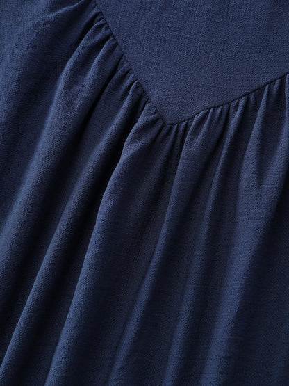 Lace Trim Gathered Front Blouse