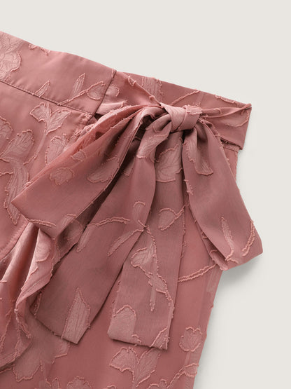 Soft Romance Jacquard High-Low Wrap Midi Skirt