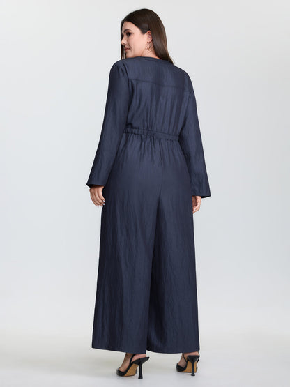 Zipper Front Tab Sleeve Jumpsuit