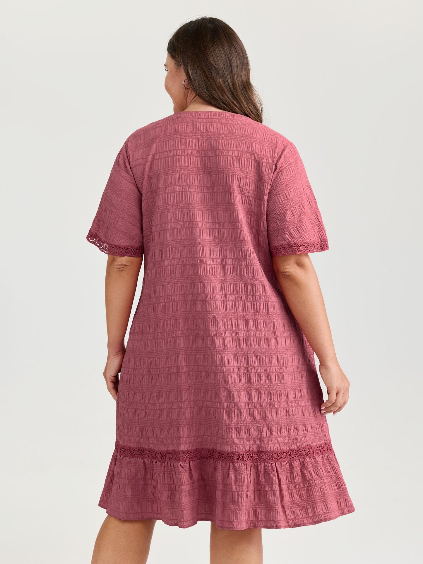 Textured Ruffled Hem Pleated Mini Dress