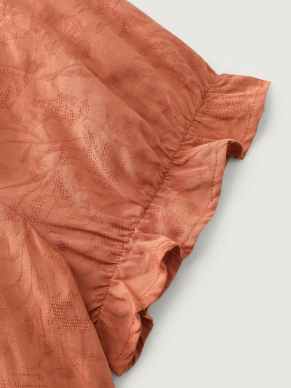 Shirred Crisscross Pleated Plain Blouse