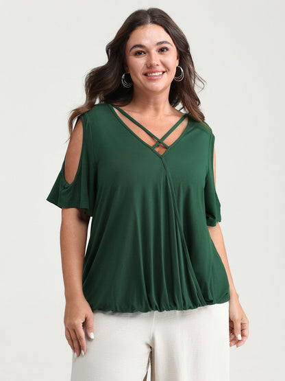 Supersoft Cold-Shoulder Knit Flowy Top
