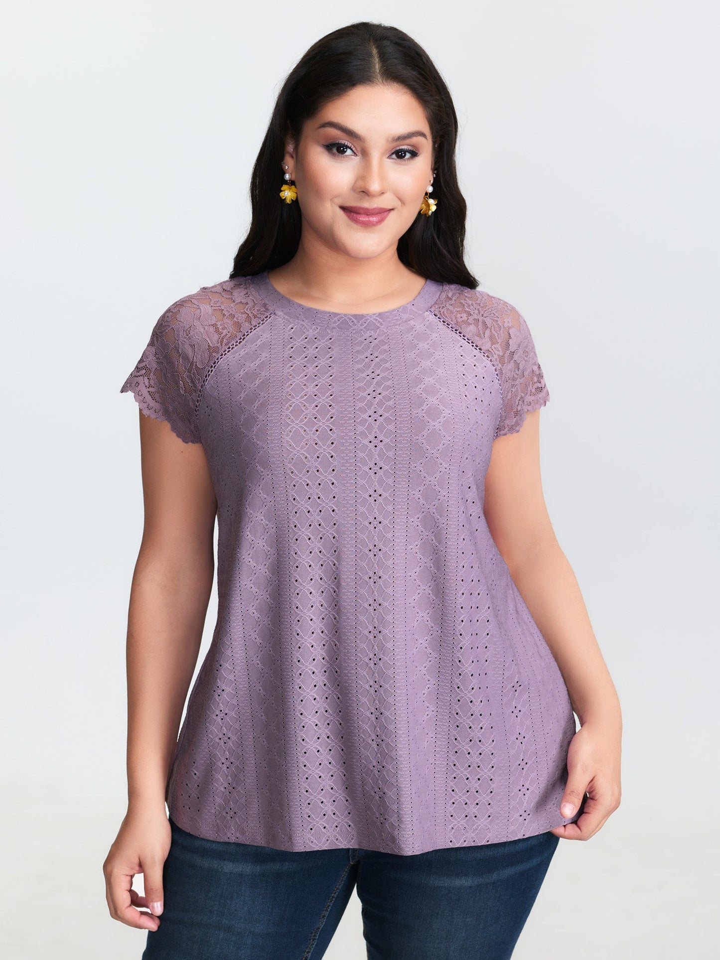 Lace Trim Back-Tie T-Shirt