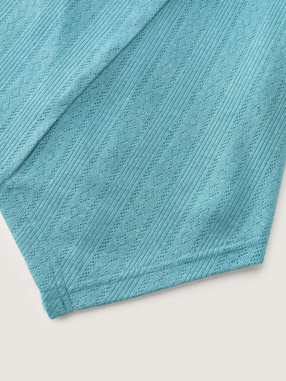 Textured High Low Hem V-Neck T-Shirt