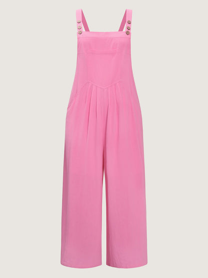 Pure Cotton Plain Adjustable Overall Jumpsuit