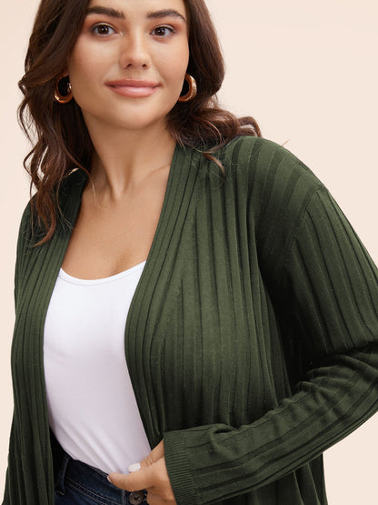 Plain Textured Kimono Collar Cardigan