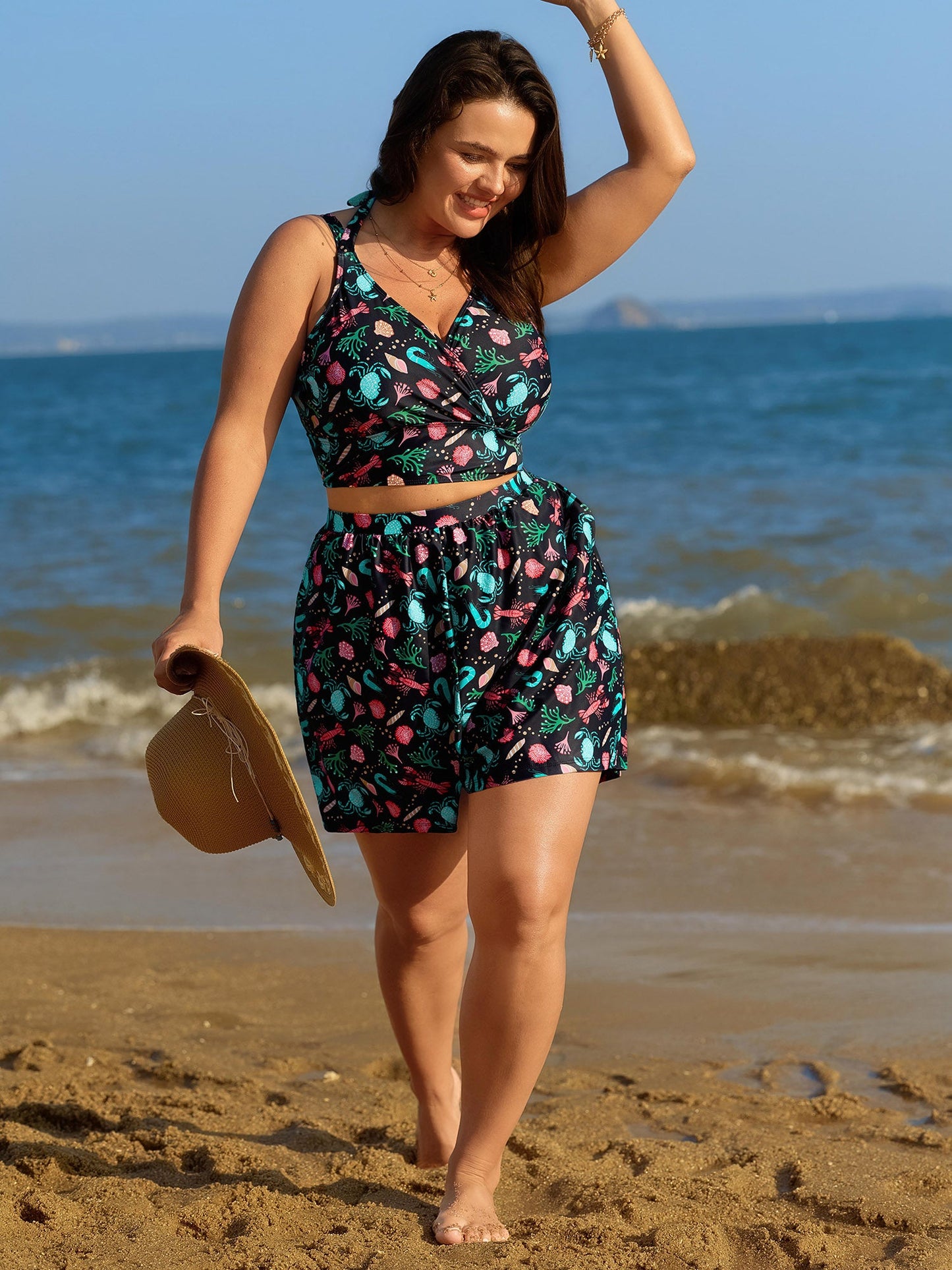 Ocean Print Pockets Swim Bottoms