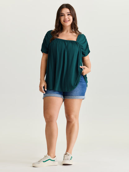 Supersoft Flowy-Fit Pleated Plain T-Shirt