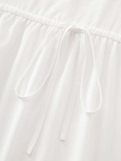 Cut Out Floral Neckline Plain Blouse