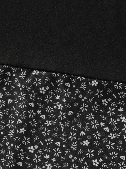 Floral Stretchy Flared Sleeve T-Shirt