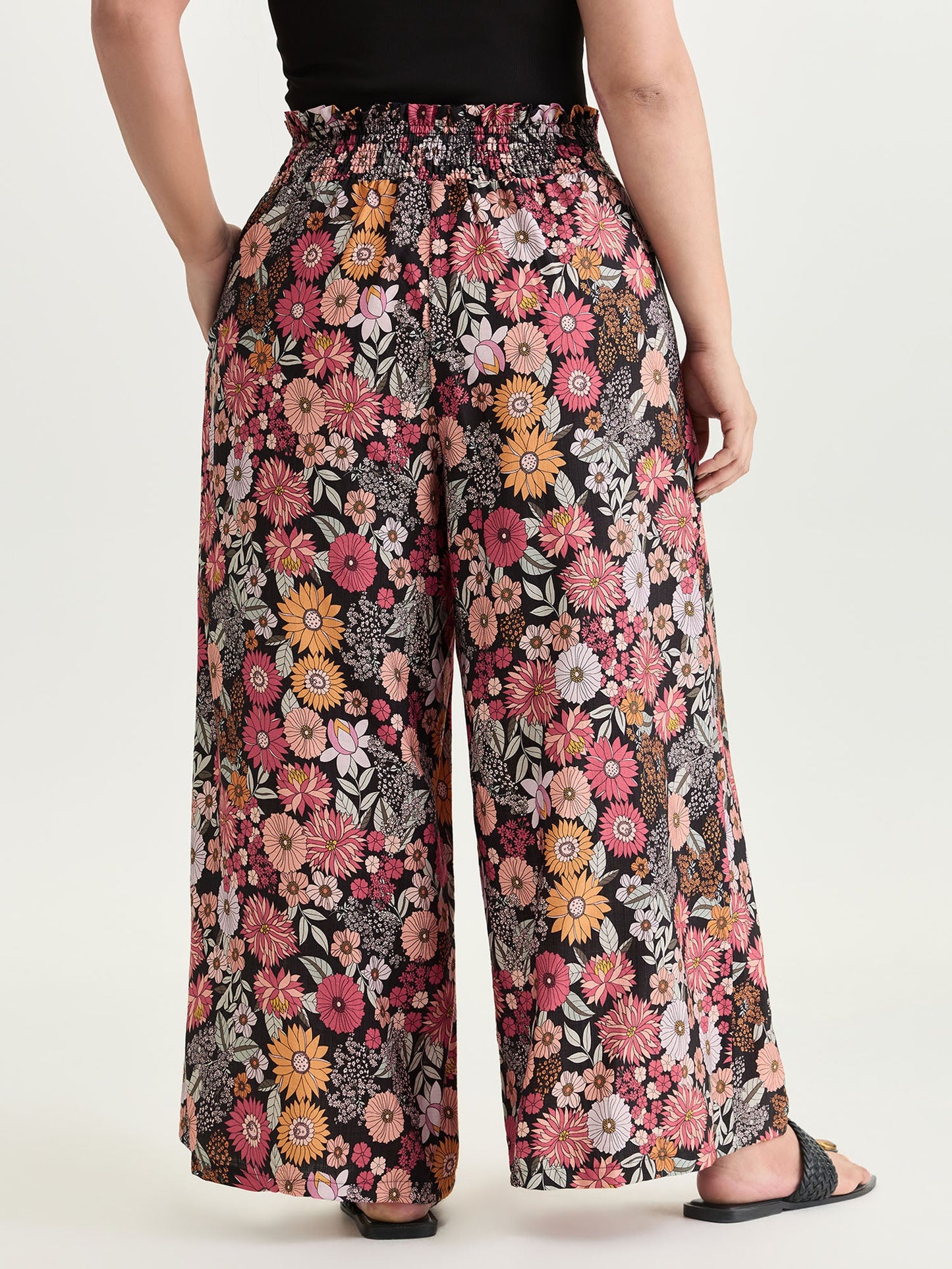 Supersoft Bright Floral Print Wide-Leg Pants