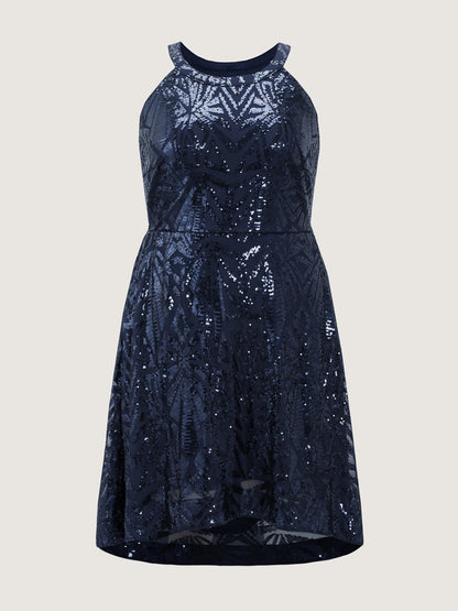 Sparkly Sequin Halter Neck Mini Dress