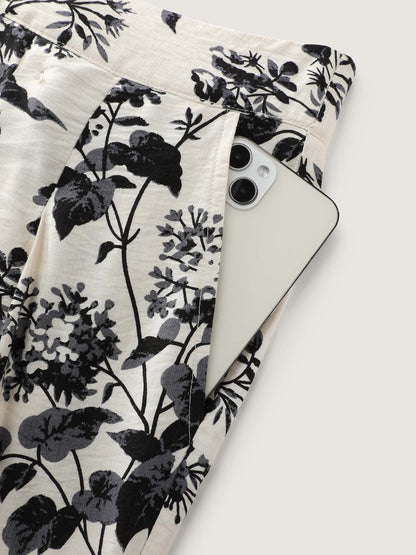 Silhouette Flower Print Wide-Leg Pants