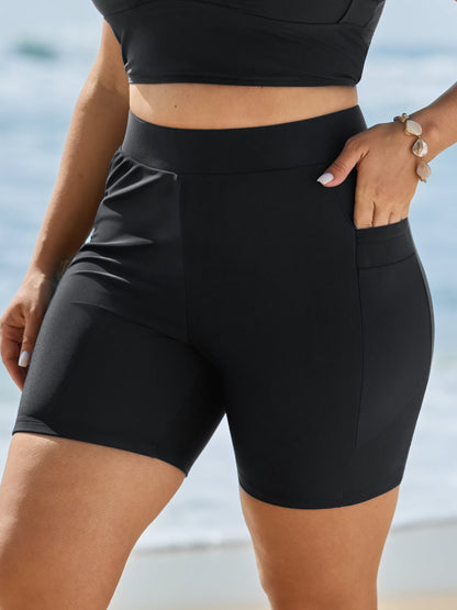 Pockets High-Waisted Swim Bottoms