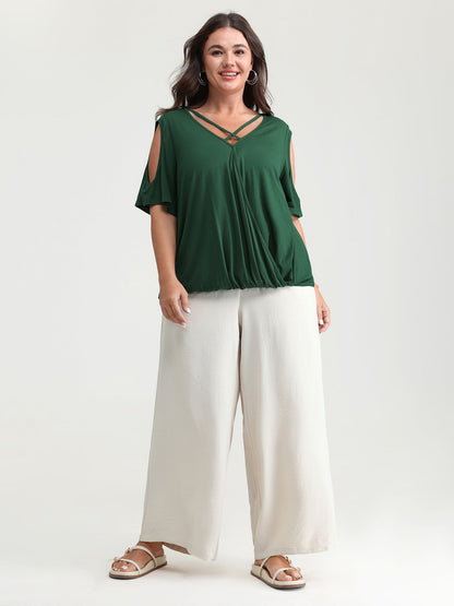 Supersoft Cold-Shoulder Knit Flowy Top