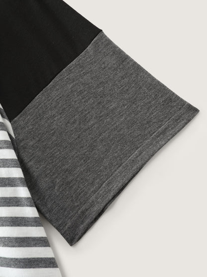 Striped Print Raglan Sleeve T-Shirt