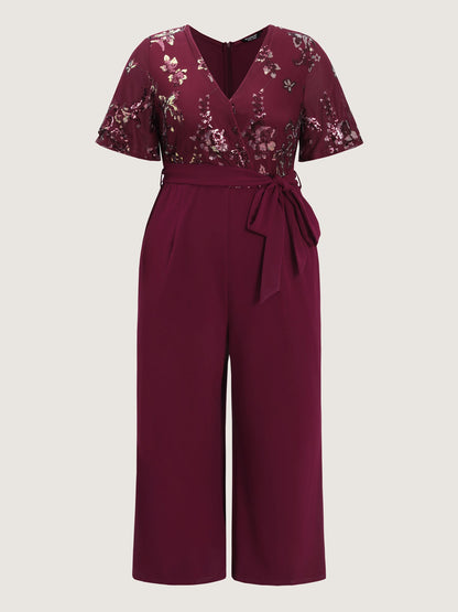 Sweet Floral Print Waist-Tie Jumpsuit