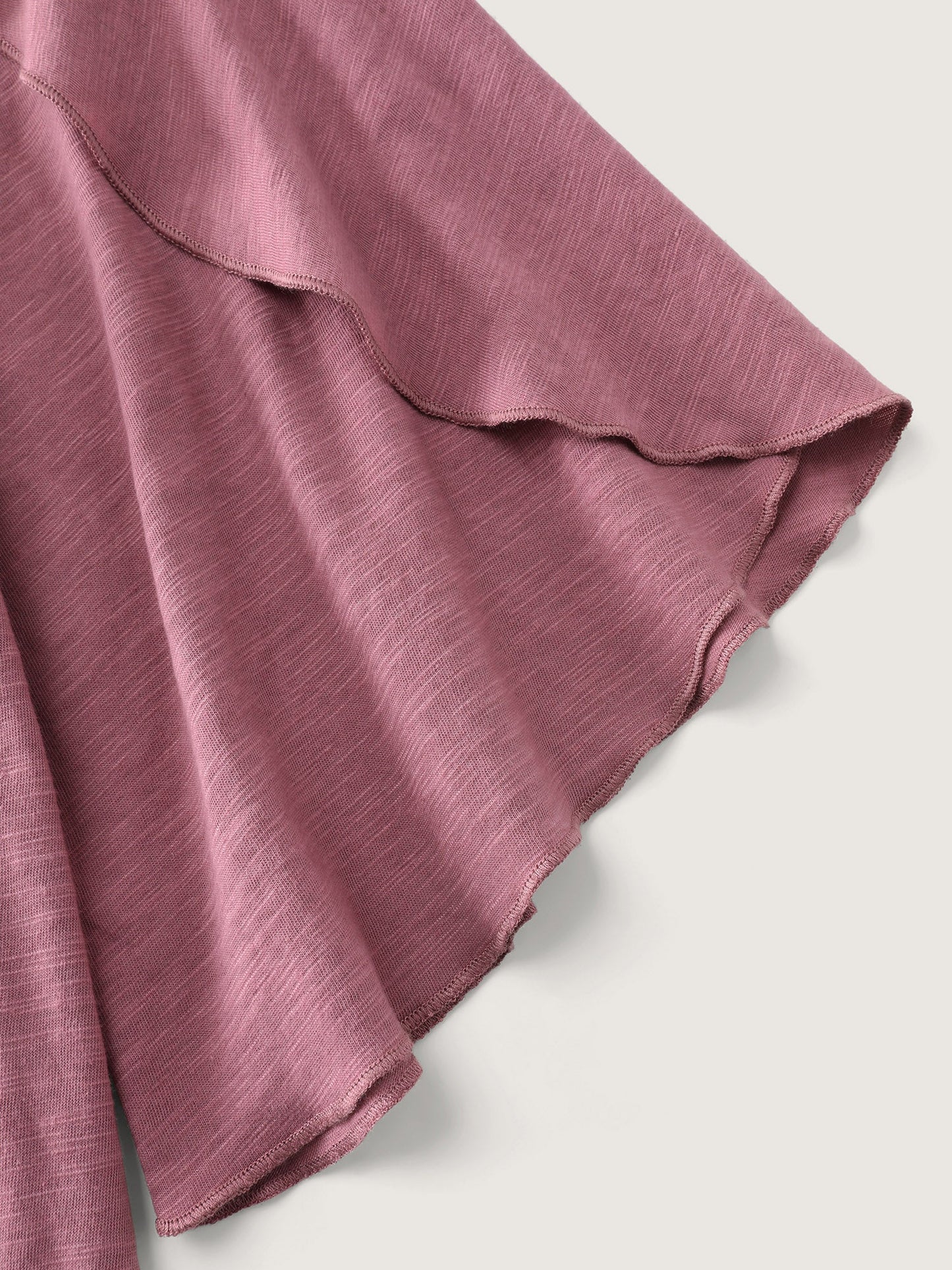 Petal Sleeve Plain Round Neck Knit Top