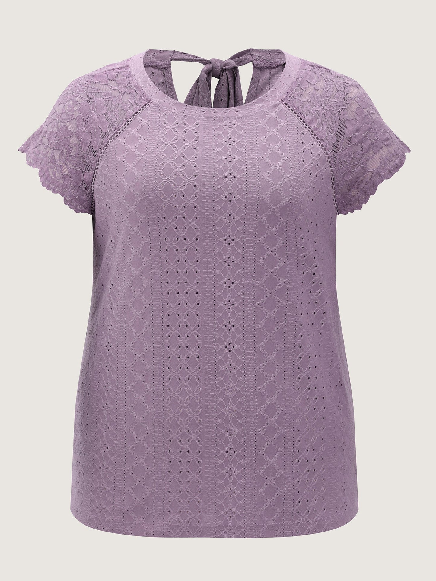 Lace Trim Back-Tie T-Shirt