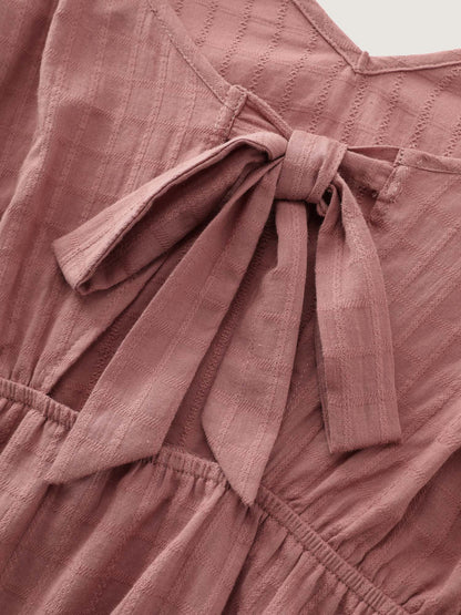 Cotton Stretchy Ruffled Sleeve Fit-And-Flare Blouse