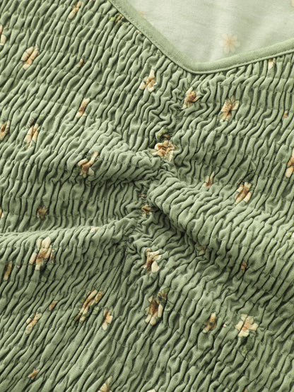 Supersoft Floral Shirred Stretchy Knit Top