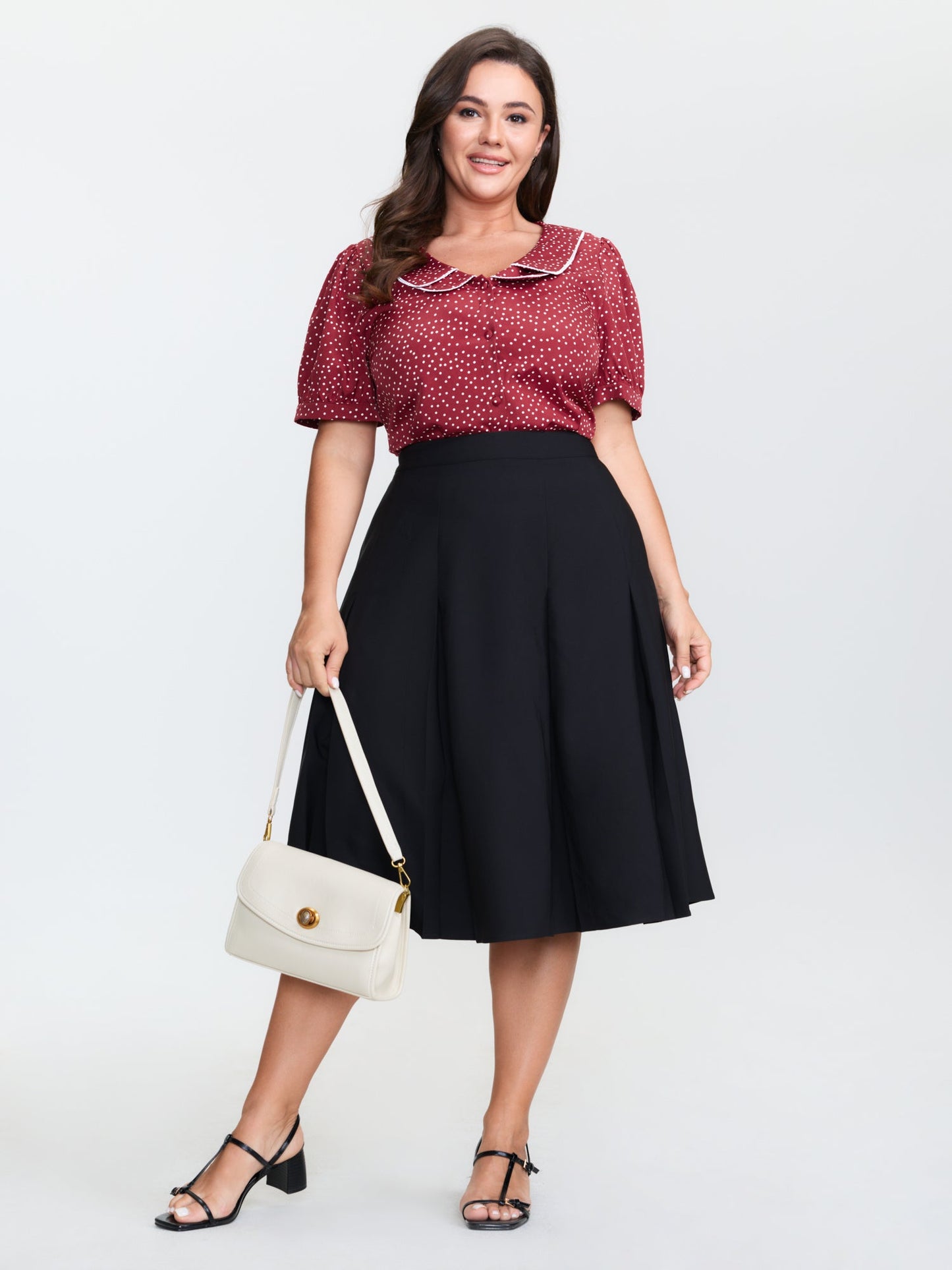 Doll Collar Retro Polka Dots Blouse