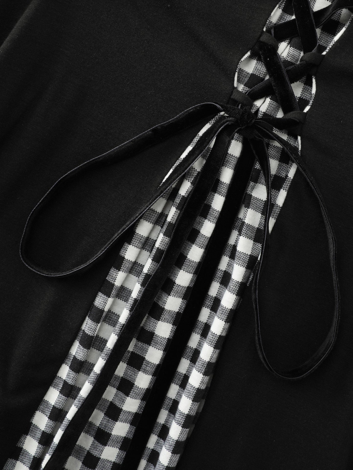 Checkered Layered Cross-Tie Maxi Dress