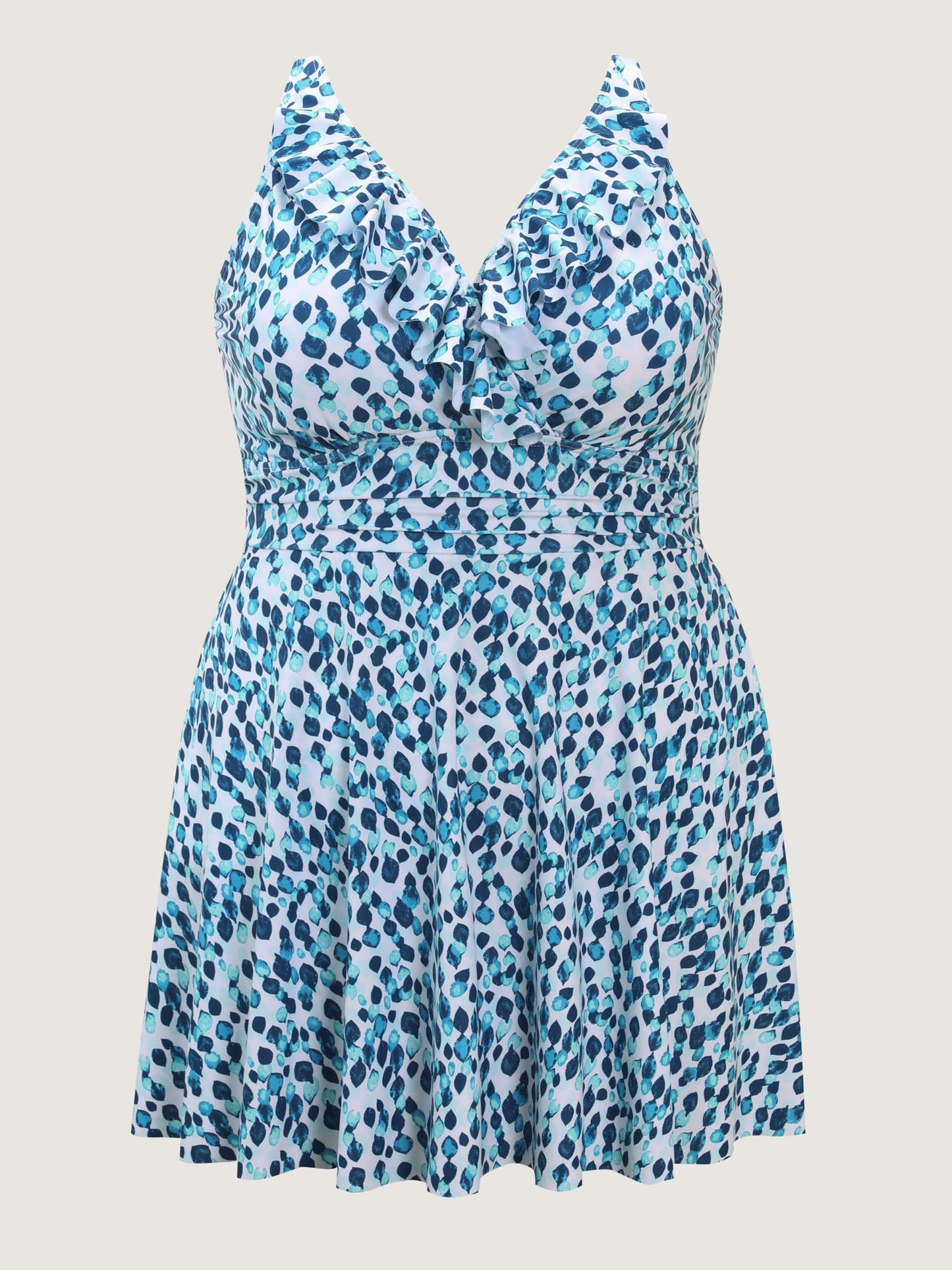 Polka Dots Print Pockets Swim Dress