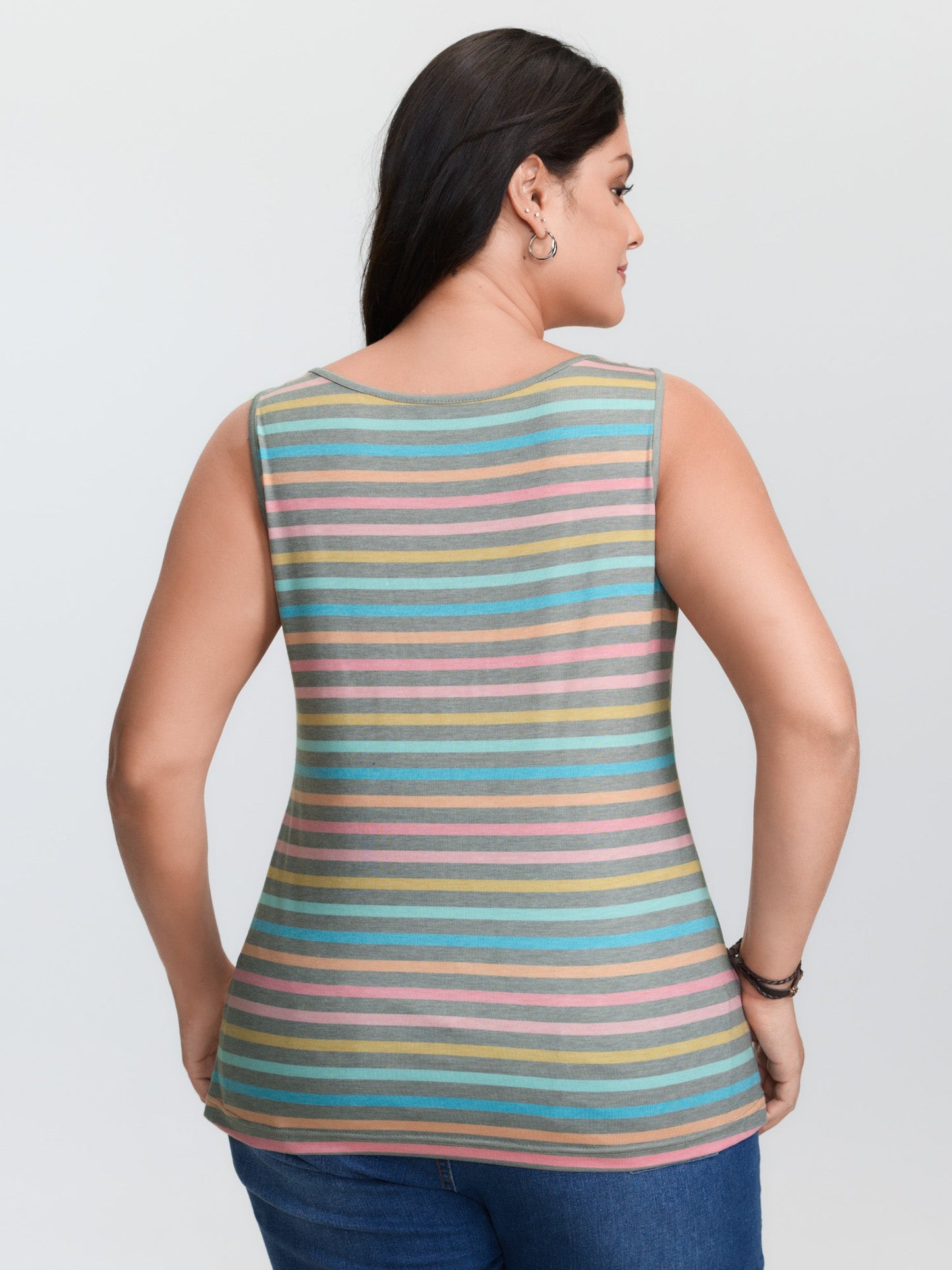 Supersoft Colorful Stripes Scoop Neck Tank Top