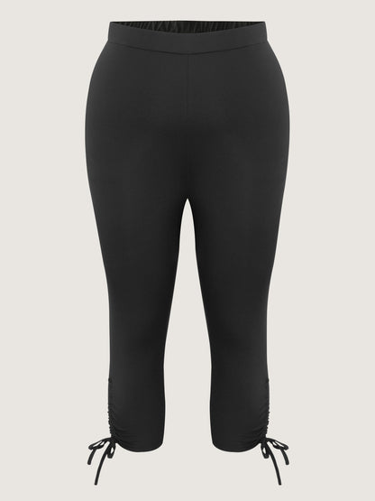 Stretchy Hem Ties Cropped Jogger Leggings