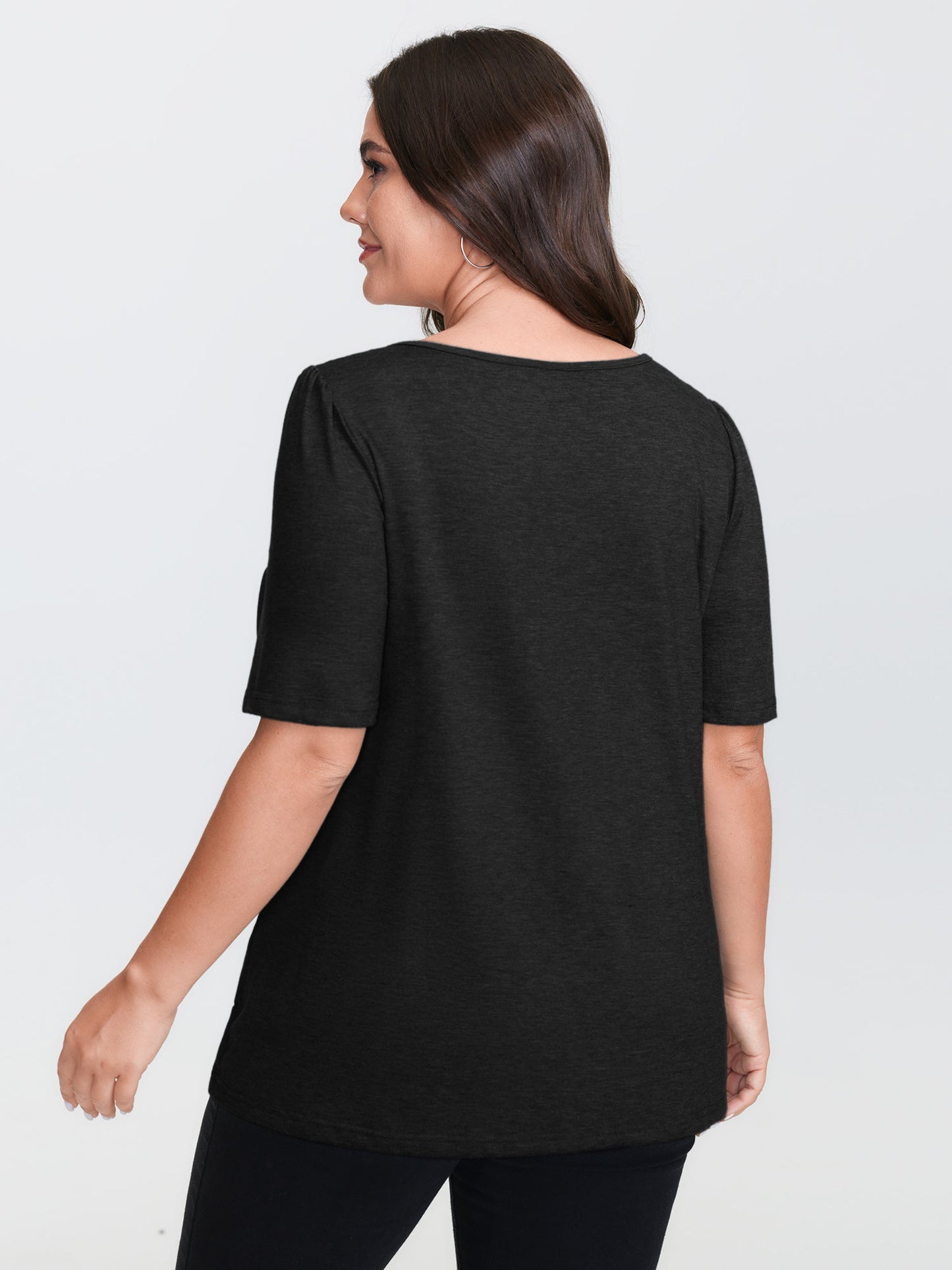 Seamed Round Neck Fitted T-Shirt