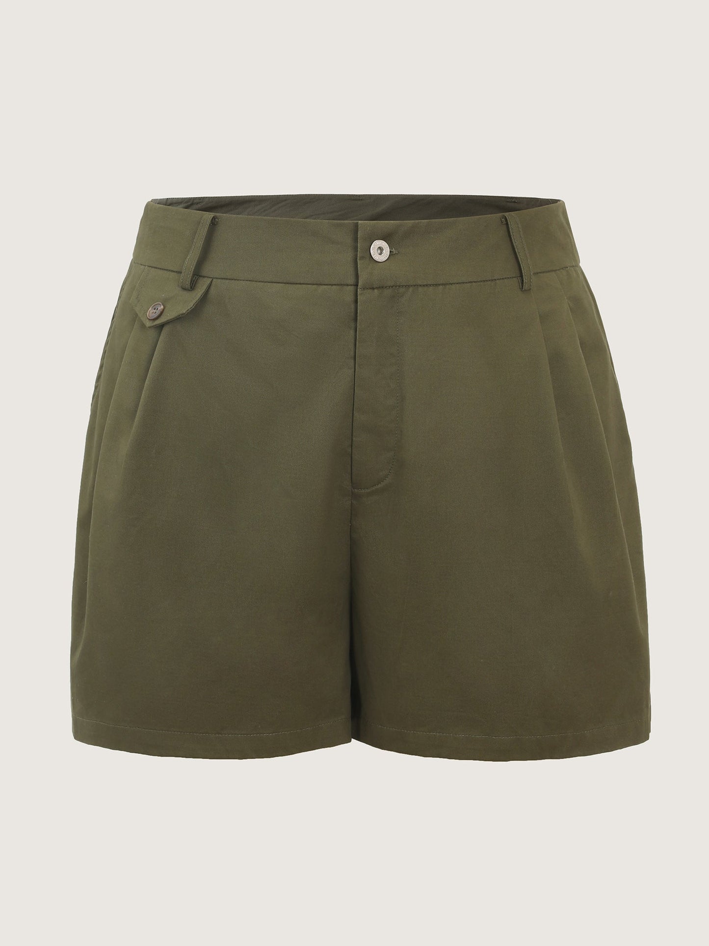 Pure Cotton Pleated Plain Shorts