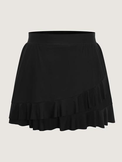 Ruffled Layered Plain Swim Bottoms