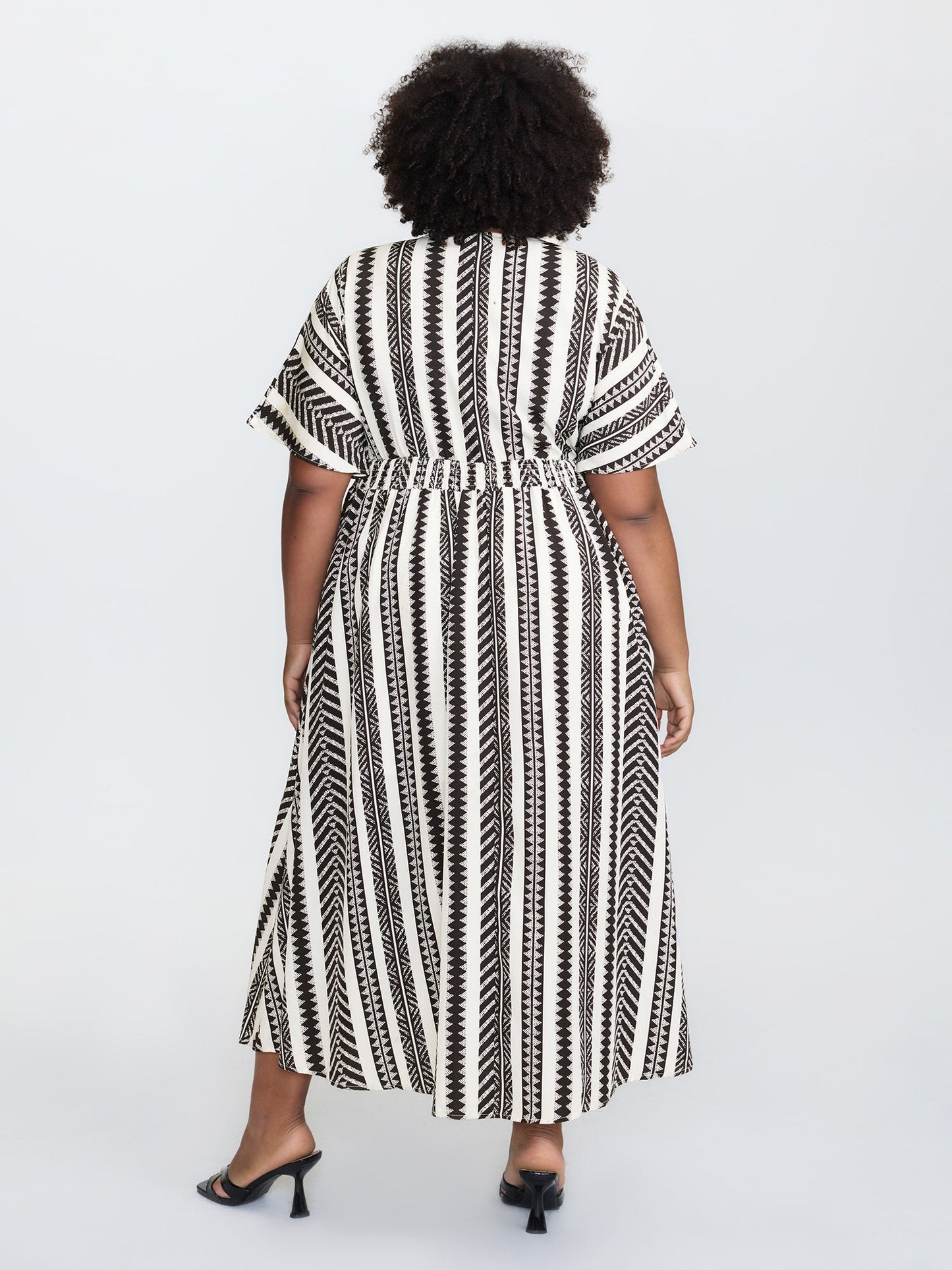 plus size Solid Geometric Dolman Sleeve Pocket Shirred Split Hem Dress