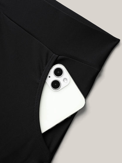 Ruched Drawstring Pocket Slim Swim Bottoms