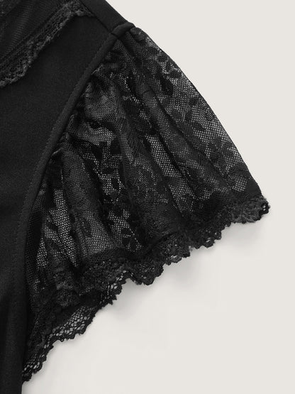 Sheer Lace Plain Knit Top