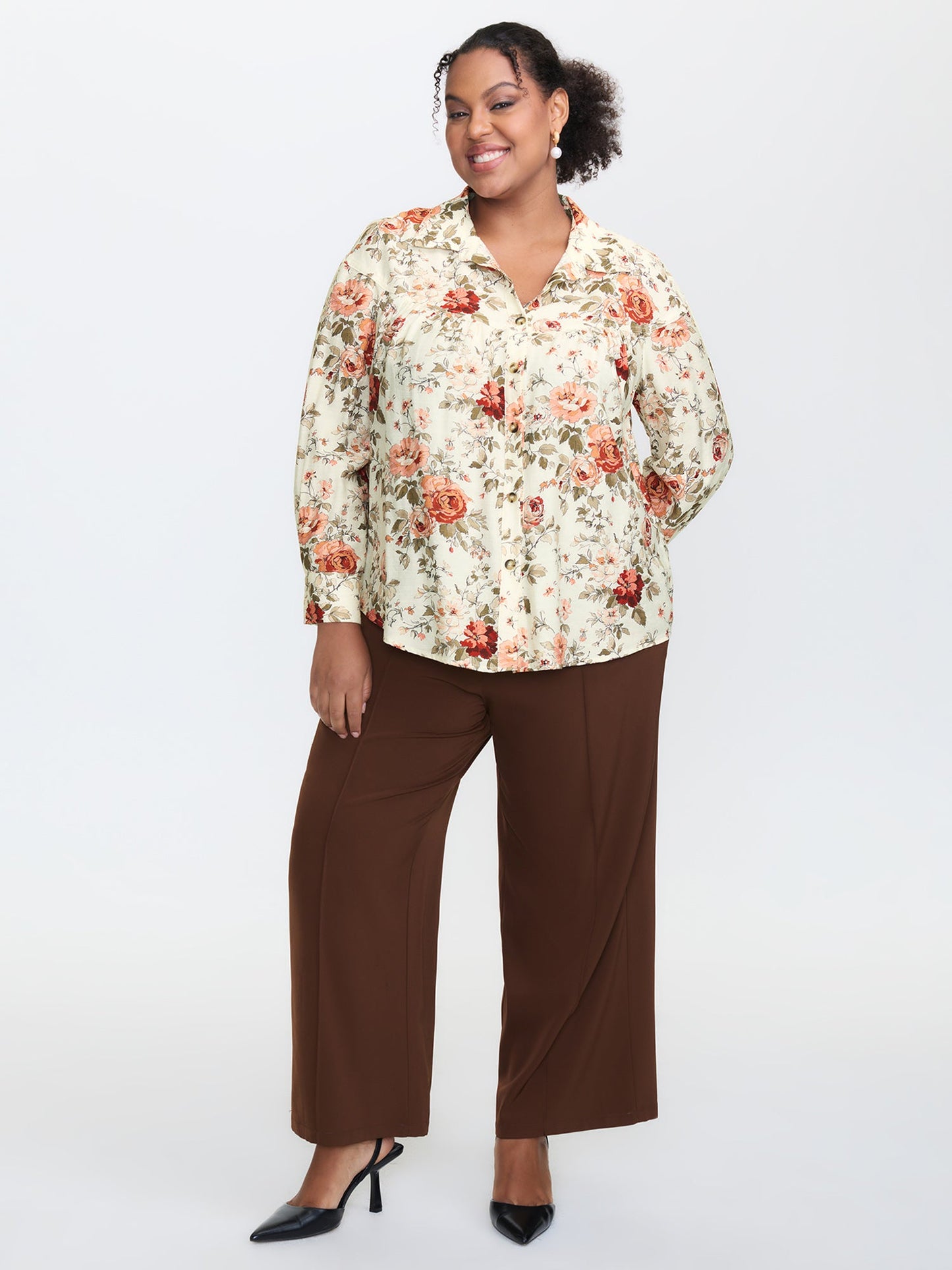 Rayon Floral Print Button-Down Shirt