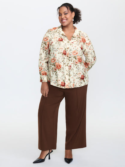 Rayon Floral Print Button-Down Shirt