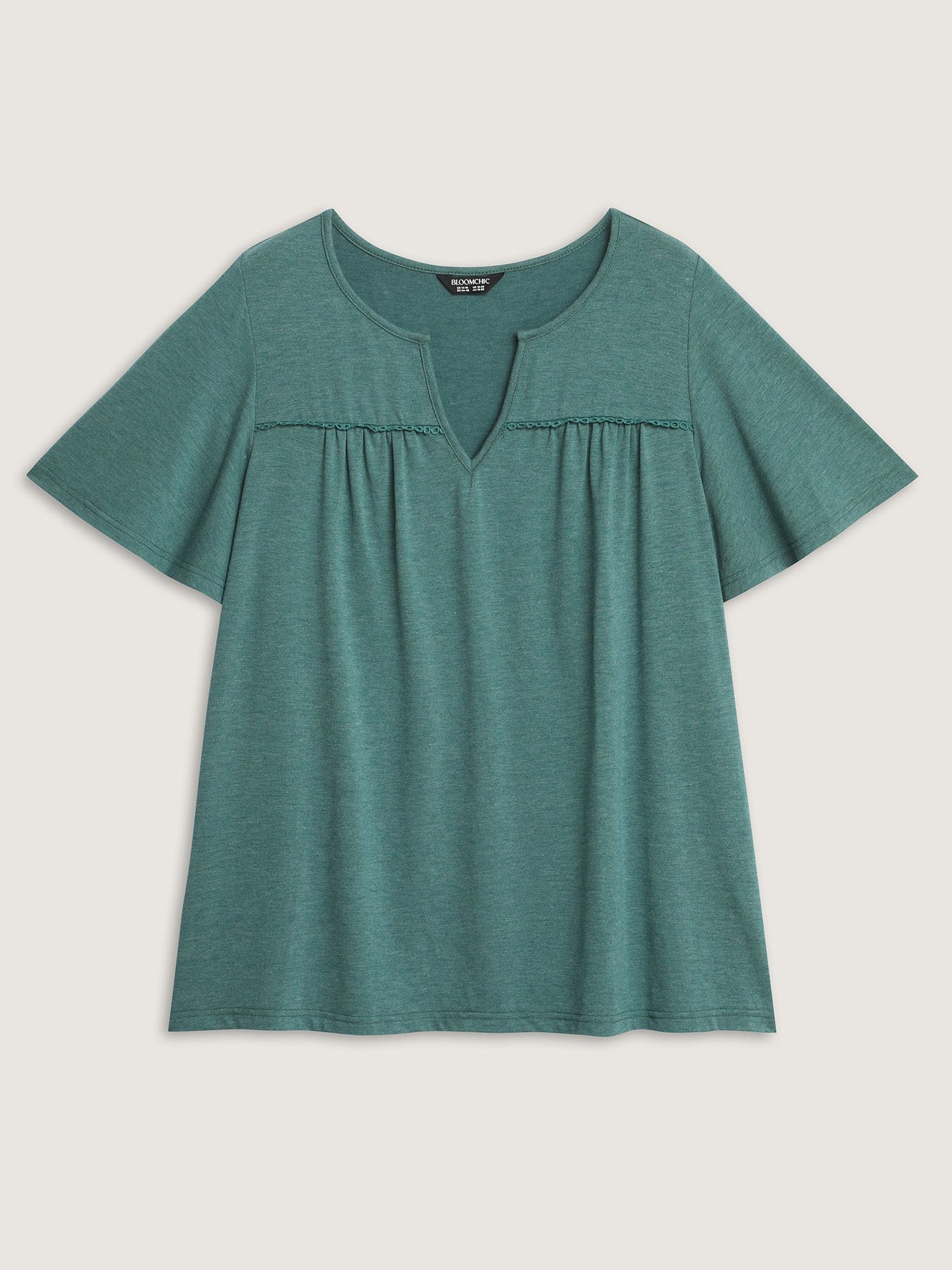 Supersoft Lace Trim Neckline Knit Top
