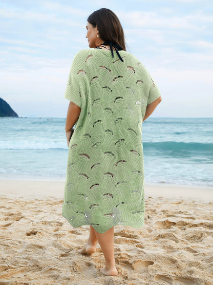 Cut-Out Solid V-Neck Swim Cover Up