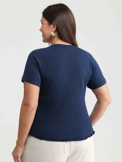 Cotton Plain Round Neck Fitted T-Shirt