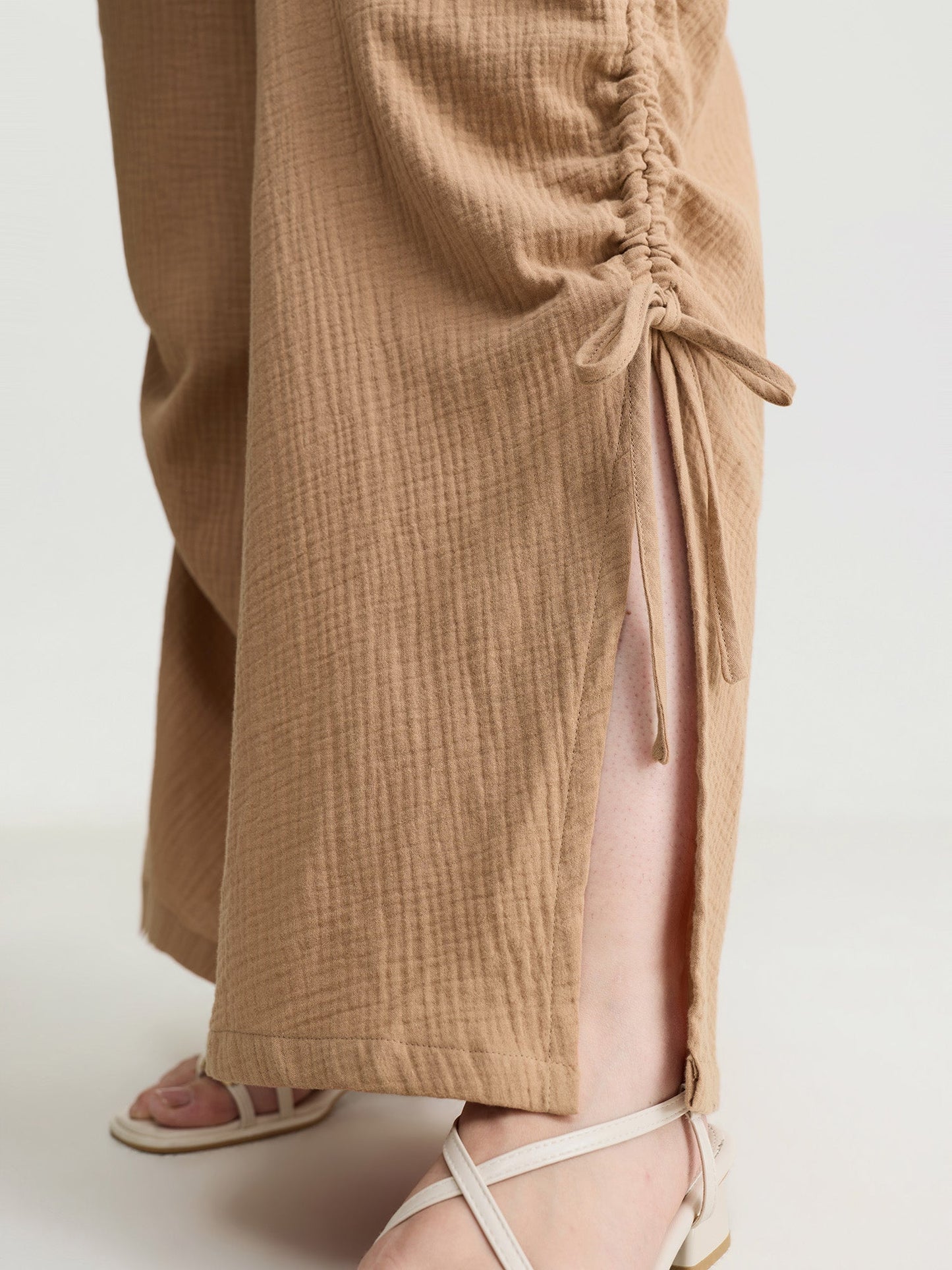 Pure Cotton Drawstring Split Side Pants