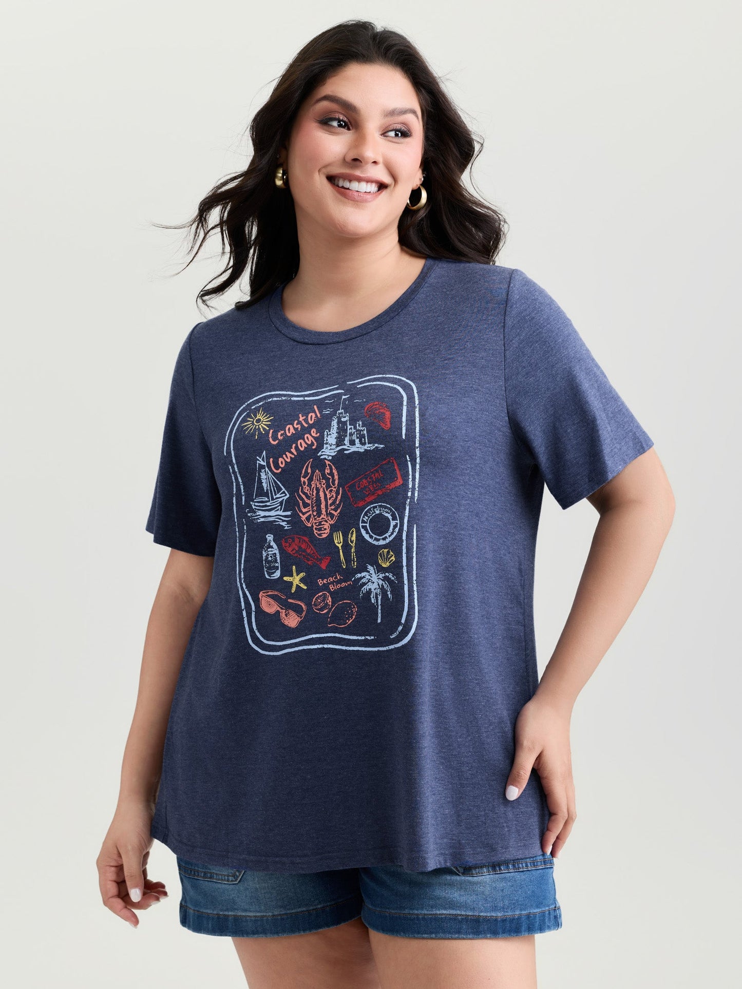 Supersoft Surf Vibes Round Neckline Plain T-Shirt