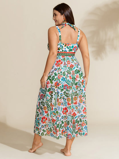 Two-Piece Tummy-Friendly Sarong Swimsuit