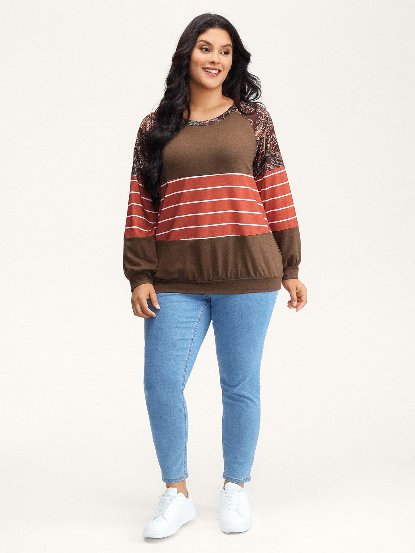 Supersoft Colorblock Paisley Print Sweatshirt