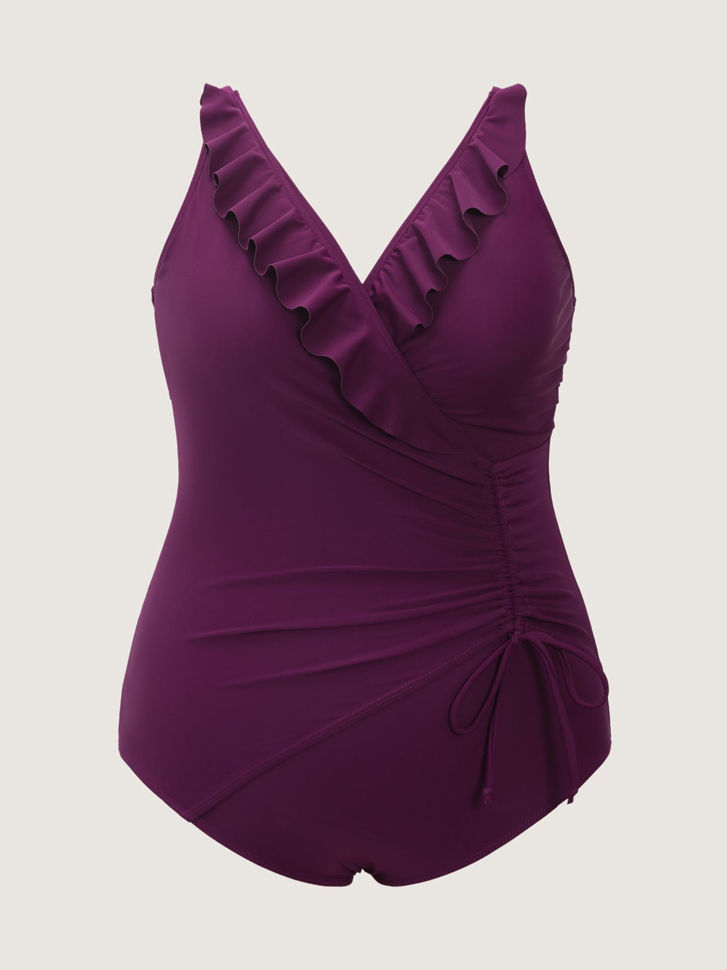 Ruffled Channel Drawstring One-Piece Swimsuit