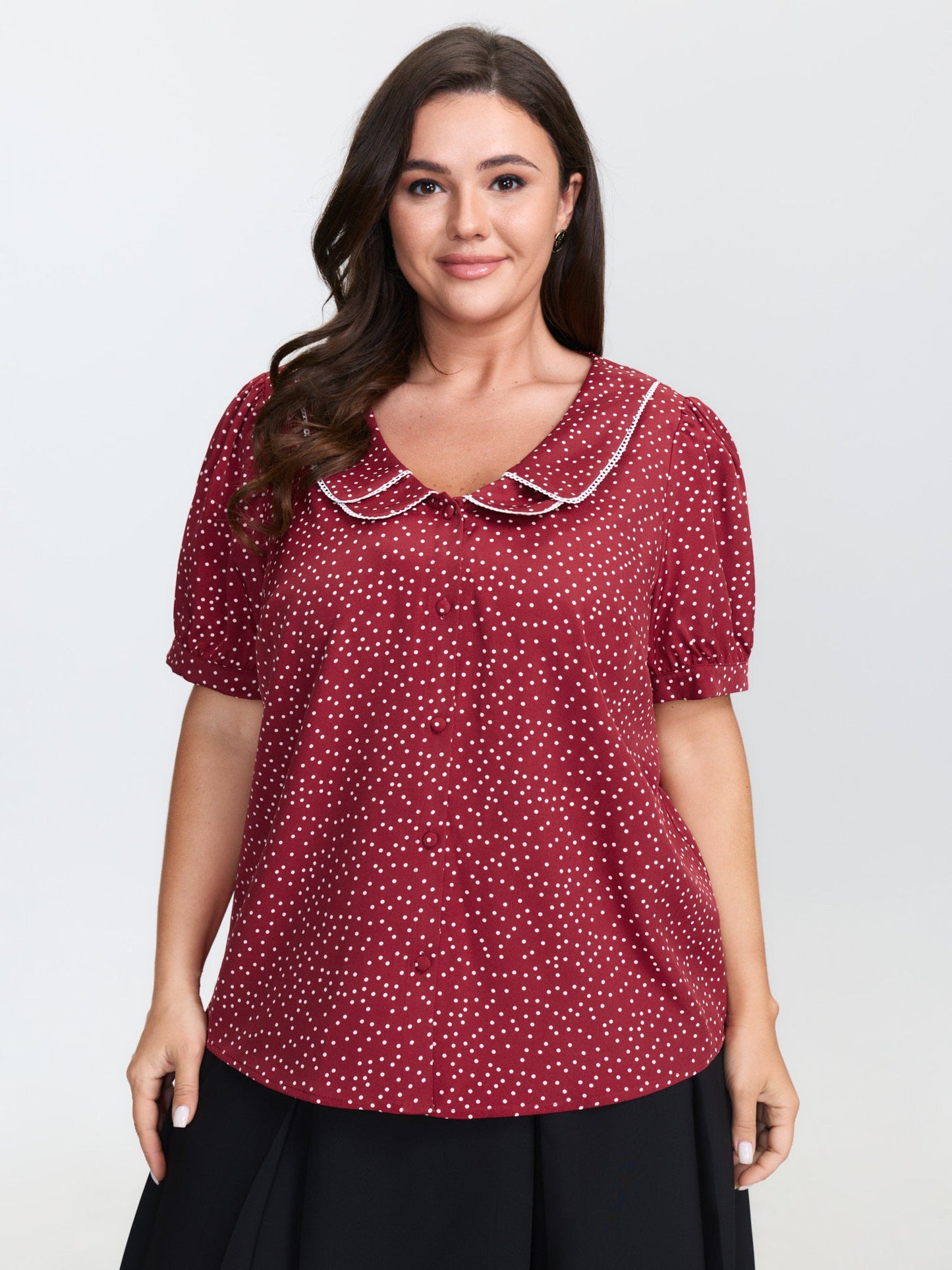 Doll Collar Retro Polka Dots Blouse