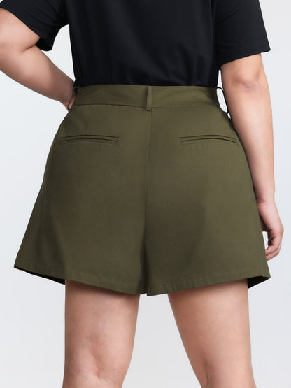 Pure Cotton Pleated Plain Shorts