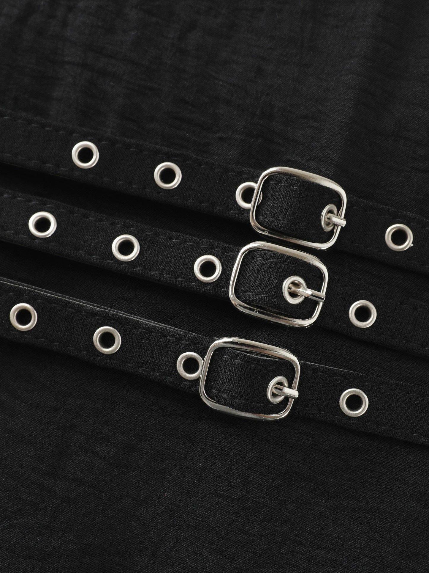 Wide Straps Belted Buckle Detail Midi Dress